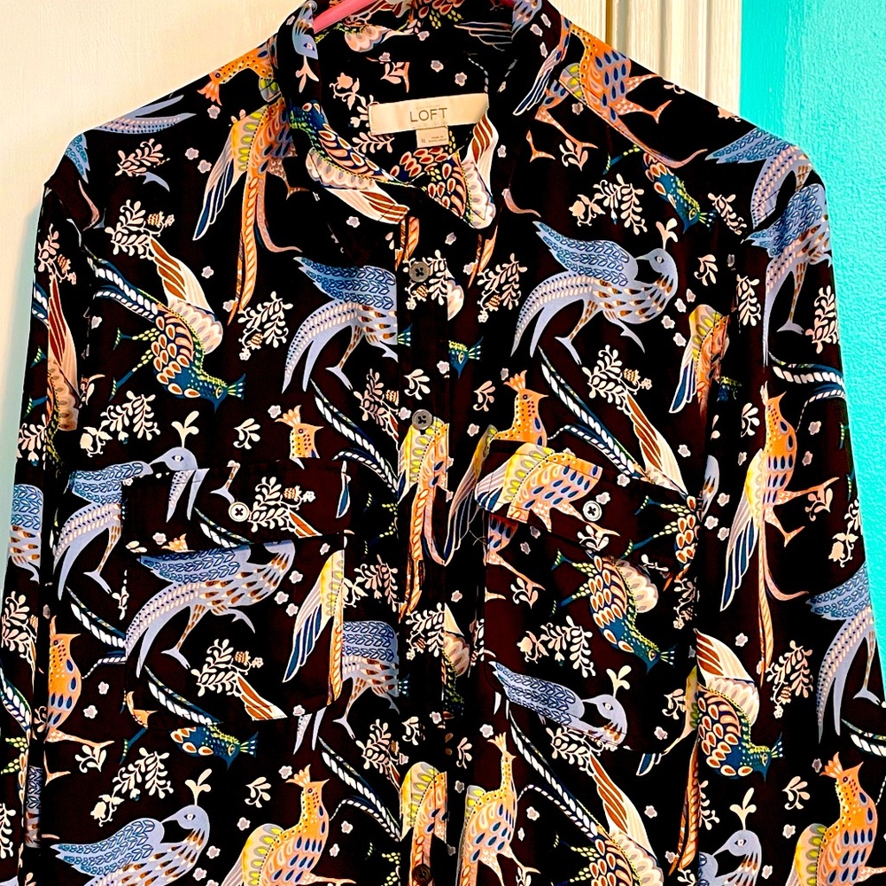Elegant Peacock Print Blouse